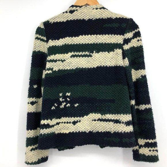 BA&SH Iris chunky waterfall knit open jacket / cardigan green blue multi - Picture 4 of 16